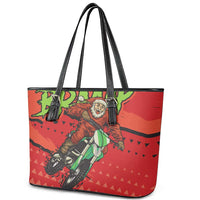 Braaap Leather Tote Bag Motorcross Santa Christmas - Wonder Print Shop