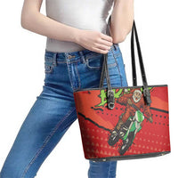 Braaap Leather Tote Bag Motorcross Santa Christmas - Wonder Print Shop