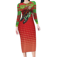 Braaap Long Sleeve Bodycon Dress Motorcross Santa Christmas - Wonder Print Shop