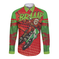 Braaap Long Sleeve Button Shirt Motorcross Santa Christmas - Wonder Print Shop