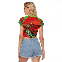 Braaap Raglan Cropped T Shirt Motorcross Santa Christmas - Wonder Print Shop
