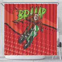Braaap Shower Curtain Motorcross Santa Christmas