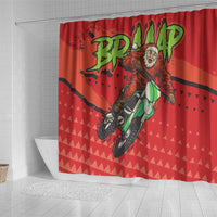 Braaap Shower Curtain Motorcross Santa Christmas