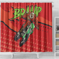Braaap Shower Curtain Motorcross Santa Christmas