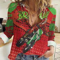 Braaap Women Casual Shirt Motorcross Santa Christmas - Wonder Print Shop