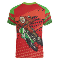 Braaap Women V-Neck T-Shirt Motorcross Santa Christmas - Wonder Print Shop