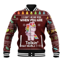 Cant Hear You Unicorn Christmas Baseball Jacket - Wonder Print Shop