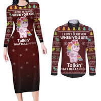 Cant Hear You Unicorn Christmas Couples Matching Long Sleeve Bodycon Dress and Long Sleeve Button Shirt - Wonder Print Shop