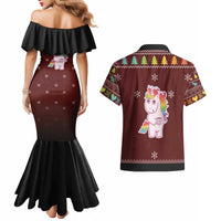 Cant Hear You Unicorn Christmas Couples Matching Mermaid Dress and Hawaiian Shirt - Wonder Print Shop