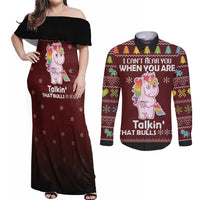 Cant Hear You Unicorn Christmas Couples Matching Off Shoulder Maxi Dress and Long Sleeve Button Shirt - Wonder Print Shop