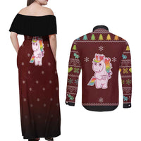Cant Hear You Unicorn Christmas Couples Matching Off Shoulder Maxi Dress and Long Sleeve Button Shirt - Wonder Print Shop