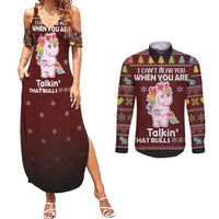 Cant Hear You Unicorn Christmas Couples Matching Summer Maxi Dress and Long Sleeve Button Shirt - Wonder Print Shop