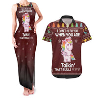 Cant Hear You Unicorn Christmas Couples Matching Tank Maxi Dress and Hawaiian Shirt - Wonder Print Shop