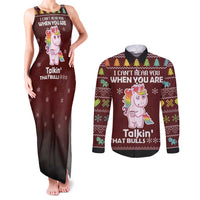 Cant Hear You Unicorn Christmas Couples Matching Tank Maxi Dress and Long Sleeve Button Shirt - Wonder Print Shop