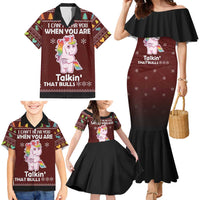 Cant Hear You Unicorn Christmas Family Matching Mermaid Dress and Hawaiian Shirt - Wonder Print Shop