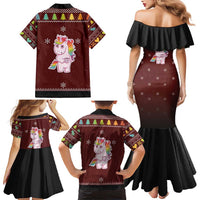 Cant Hear You Unicorn Christmas Family Matching Mermaid Dress and Hawaiian Shirt - Wonder Print Shop