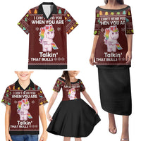 Cant Hear You Unicorn Christmas Family Matching Puletasi and Hawaiian Shirt - Wonder Print Shop
