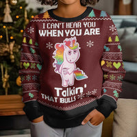Cant Hear You Unicorn Christmas Kid Ugly Christmas Sweater - Wonder Print Shop