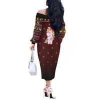 Cant Hear You Unicorn Christmas Off The Shoulder Long Sleeve Dress - Wonder Print Shop