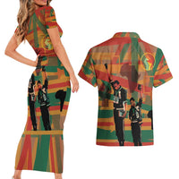 Black Power Fists of Freedom Couples Matching Short Sleeve Bodycon Dress and Hawaiian Shirt African American 1968