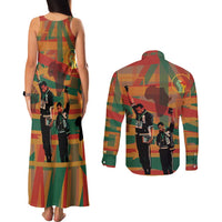 Black Power Fists of Freedom Couples Matching Tank Maxi Dress and Long Sleeve Button Shirt African American 1968
