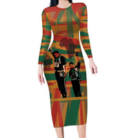 Black Power Fists of Freedom Family Matching Long Sleeve Bodycon Dress and Hawaiian Shirt African American 1968