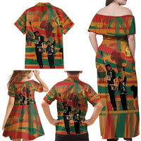 Black Power Fists of Freedom Family Matching Off Shoulder Maxi Dress and Hawaiian Shirt African American 1968