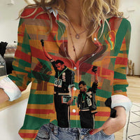 Black Power Fists of Freedom Women Casual Shirt African American 1968