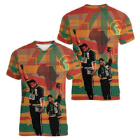 Black Power Fists of Freedom Women V-Neck T-Shirt African American 1968