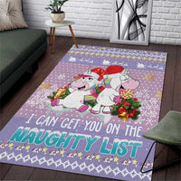 Unicorn Naughty List Area Rug Christmas Funny - Wonder Print Shop