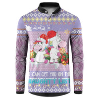 Unicorn Naughty List Button Sweatshirt Christmas Funny - Wonder Print Shop