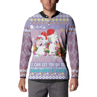 Unicorn Naughty List Button Sweatshirt Christmas Funny - Wonder Print Shop