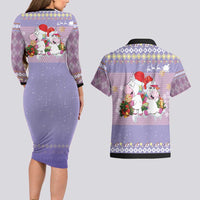 Unicorn Naughty List Couples Matching Long Sleeve Bodycon Dress and Hawaiian Shirt Christmas Funny - Wonder Print Shop