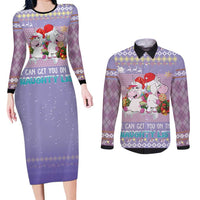 Unicorn Naughty List Couples Matching Long Sleeve Bodycon Dress and Long Sleeve Button Shirt Christmas Funny - Wonder Print Shop