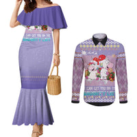 Unicorn Naughty List Couples Matching Mermaid Dress and Long Sleeve Button Shirt Christmas Funny