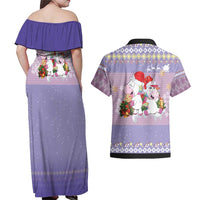 Unicorn Naughty List Couples Matching Off Shoulder Maxi Dress and Hawaiian Shirt Christmas Funny - Wonder Print Shop
