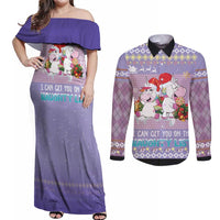 Unicorn Naughty List Couples Matching Off Shoulder Maxi Dress and Long Sleeve Button Shirt Christmas Funny - Wonder Print Shop