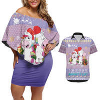 Unicorn Naughty List Couples Matching Off Shoulder Short Dress and Hawaiian Shirt Christmas Funny - Wonder Print Shop