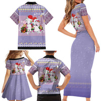 Unicorn Naughty List Family Matching Short Sleeve Bodycon Dress and Hawaiian Shirt Christmas Funny - Wonder Print Shop