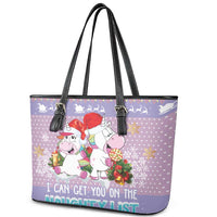 Unicorn Naughty List Leather Tote Bag Christmas Funny - Wonder Print Shop