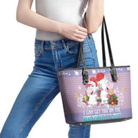 Unicorn Naughty List Leather Tote Bag Christmas Funny - Wonder Print Shop