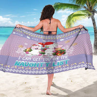 Unicorn Naughty List Sarong Christmas Funny - Wonder Print Shop