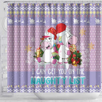 Unicorn Naughty List Shower Curtain Christmas Funny