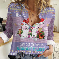 Unicorn Naughty List Women Casual Shirt Christmas Funny - Wonder Print Shop