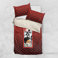 Switzerland Bernese Mountain Dog Bedding Set Edelweiss Coat Of Arms
