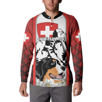 Switzerland Bernese Mountain Dog Button Sweatshirt Edelweiss Coat Of Arms