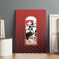 Switzerland Bernese Mountain Dog Canvas Wall Art Edelweiss Coat Of Arms
