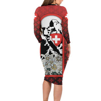 Switzerland Bernese Mountain Dog Family Matching Long Sleeve Bodycon Dress and Hawaiian Shirt Edelweiss Coat Of Arms