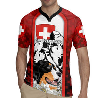 Switzerland Bernese Mountain Dog Rugby Jersey Edelweiss Coat Of Arms