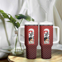 Switzerland Bernese Mountain Dog Tumbler With Handle Edelweiss Coat Of Arms